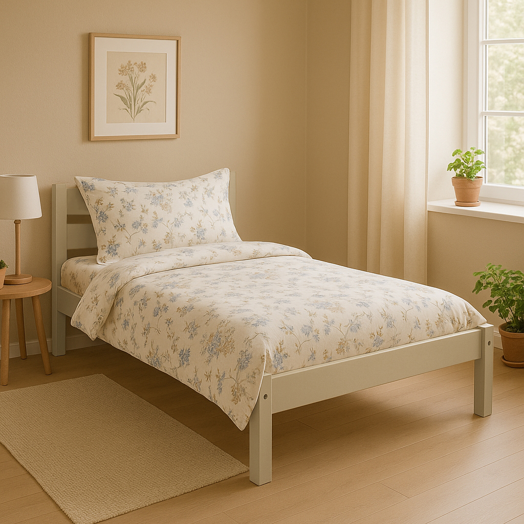 Pat de o persoana Transilvan, Sally, Lemn Masiv, Model 3/1, 90x200 cm, Cappuccino