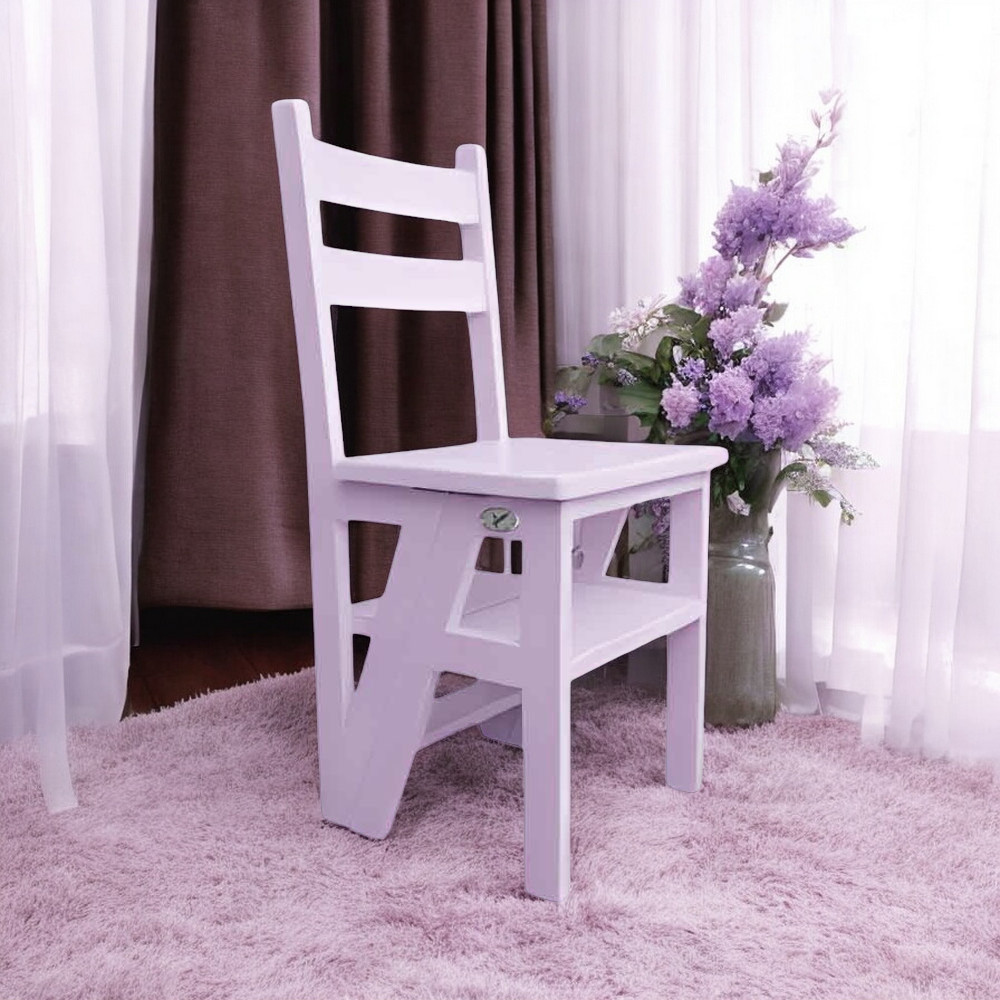 Scaun si Scara, 2 in 1, Duplex, Lemn Masiv, Step Up, Transilvan, 90x42 cm, Lavanda